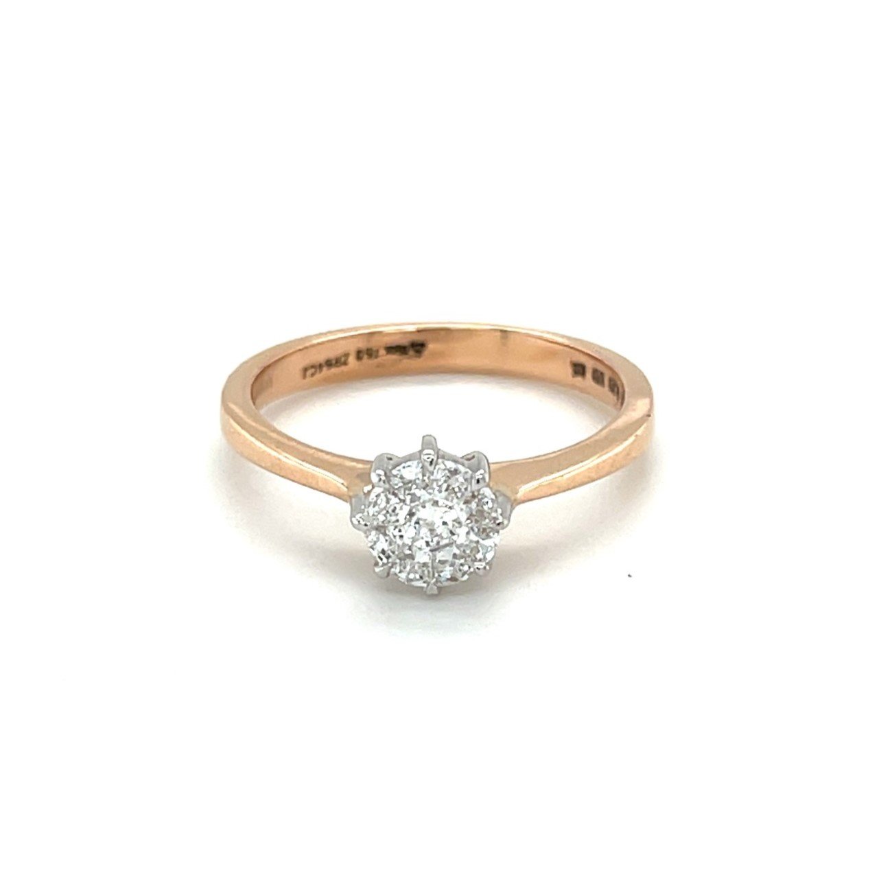 18ct Rose Gold Diamond Cluster Ring - Elegant Sparkle, Timeless Appeal