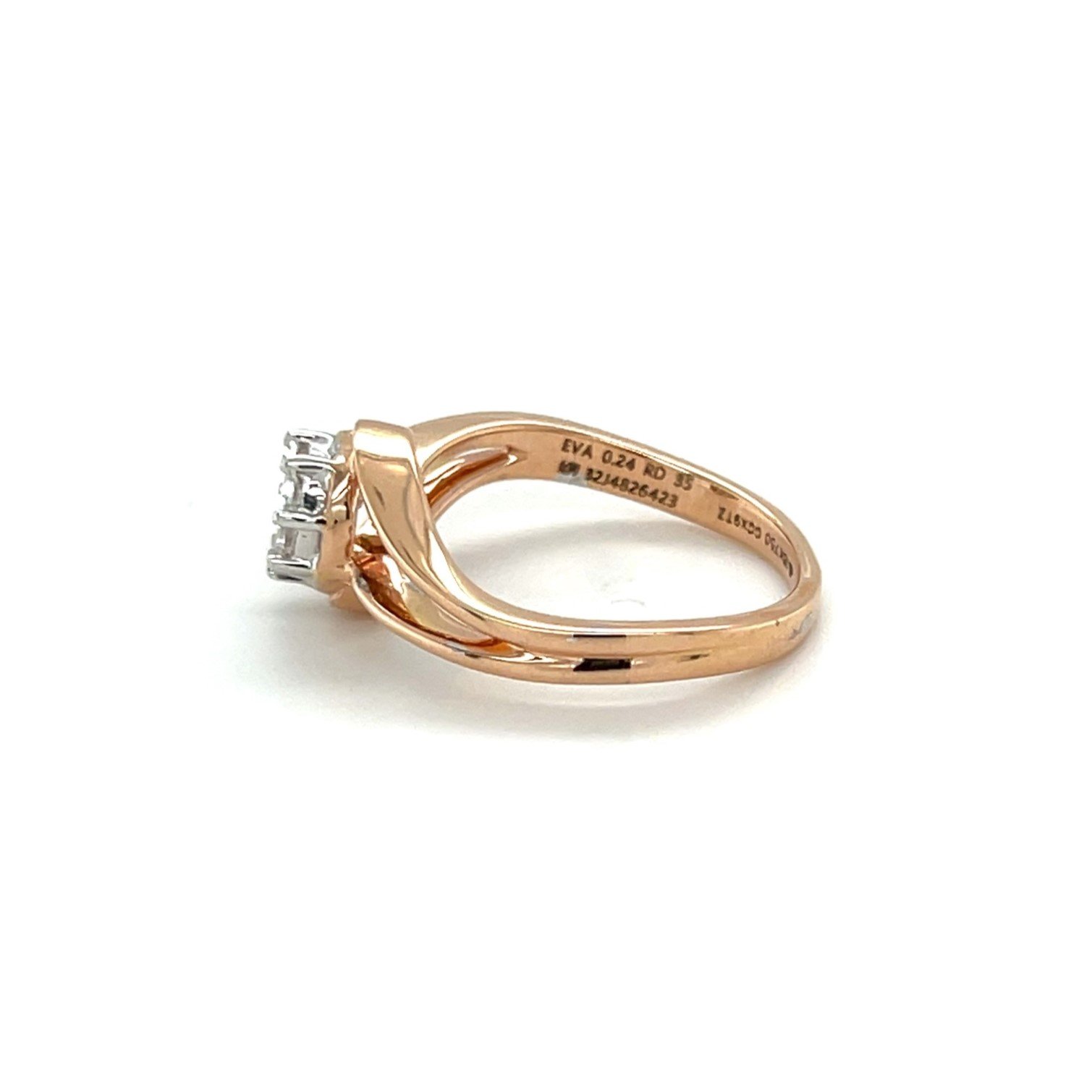 Stunning 18K Rose Gold Diamond Ring with Swirl Band