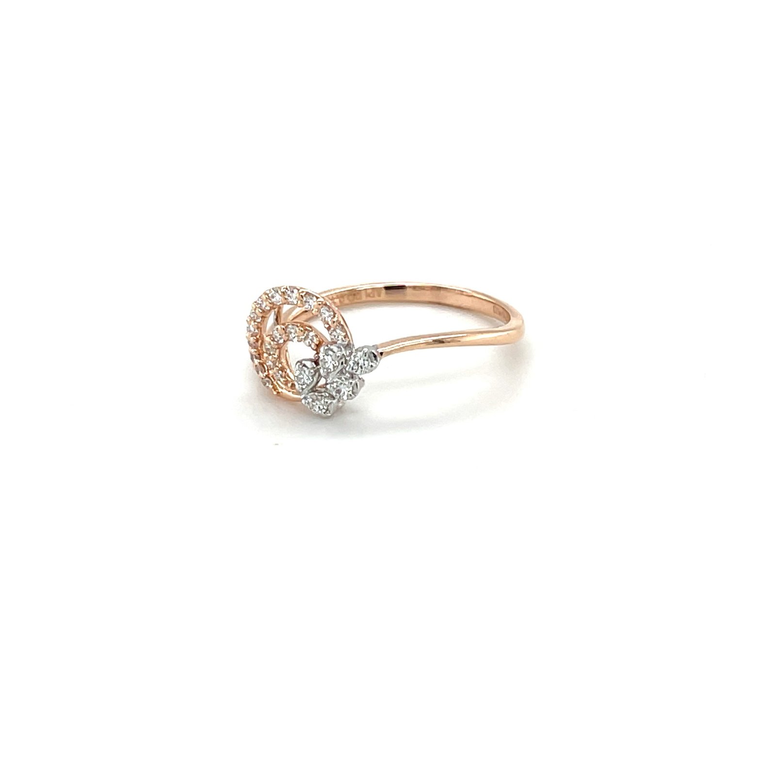 Dazzling Double-Circle Diamond Ring in 18k Rose Gold