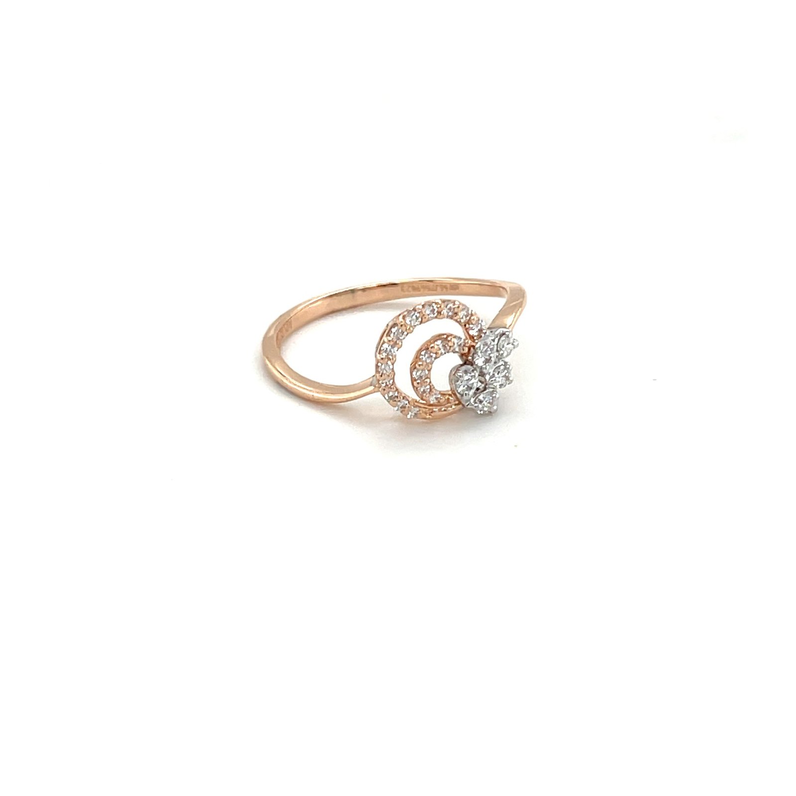 Dazzling Double-Circle Diamond Ring in 18k Rose Gold