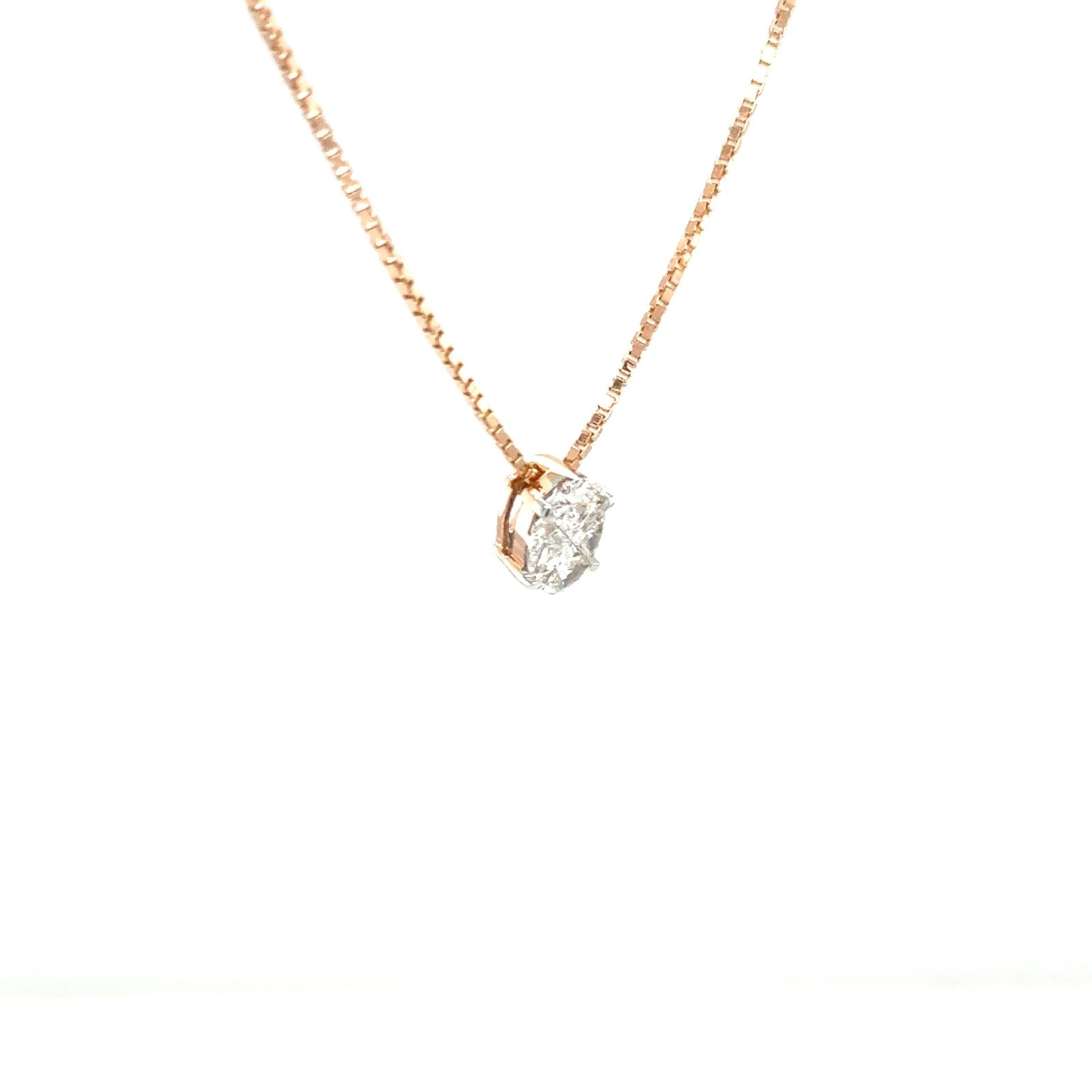 Minimalist Diamond Pendant with Rose Gold Chain