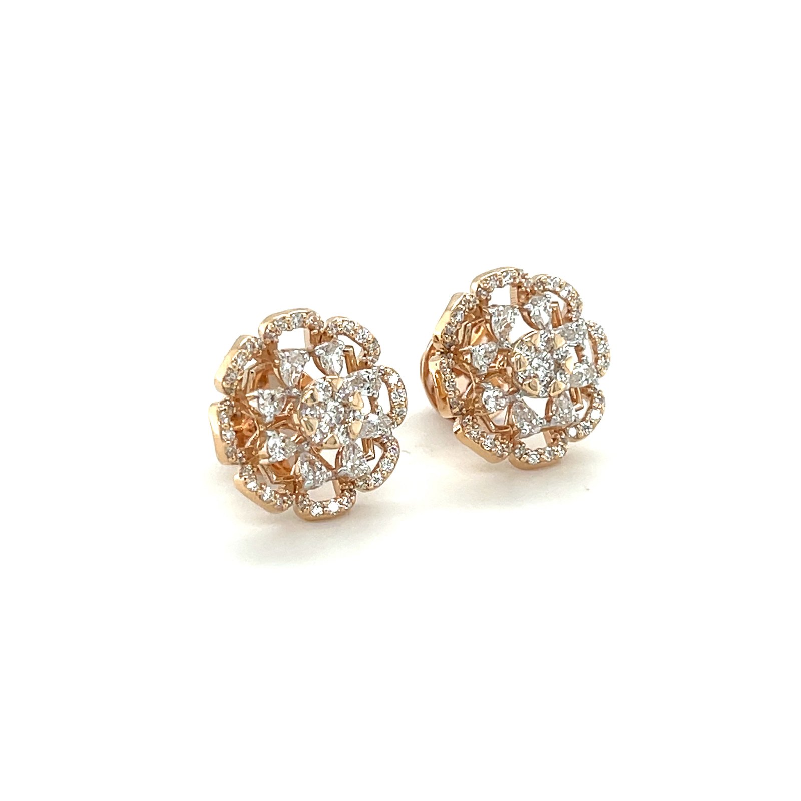 Celestia Bloom Diamond Stud Earrings in 18K Rose Gold