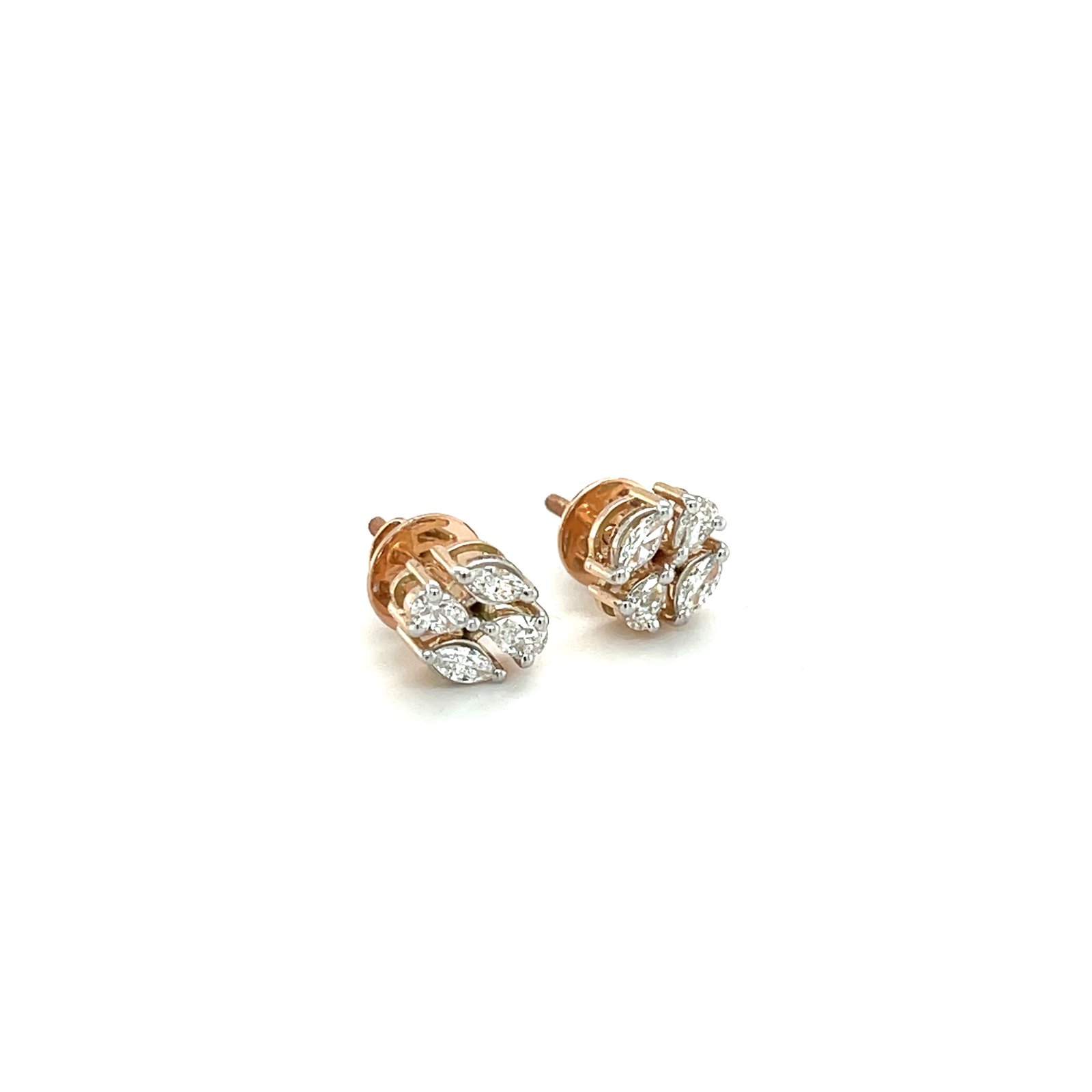 Serenelle Petal Diamond Stud Earrings in 18K Rose Gold