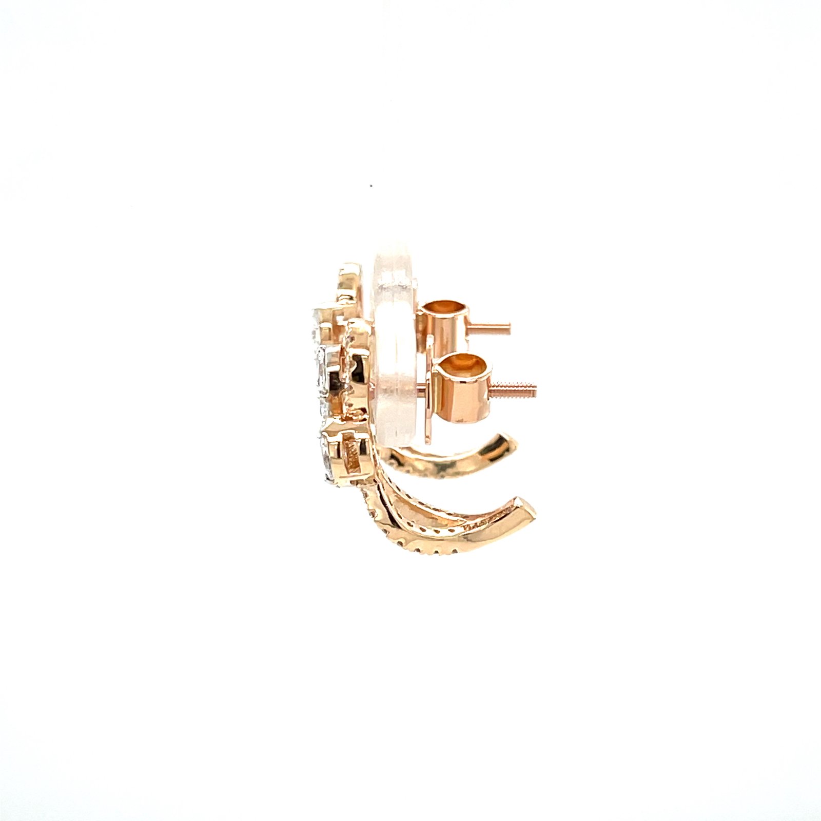 Élan Bloom Diamond Huggie Earrings in 18K Rose Gold | Pear & Marquise Illusion Design