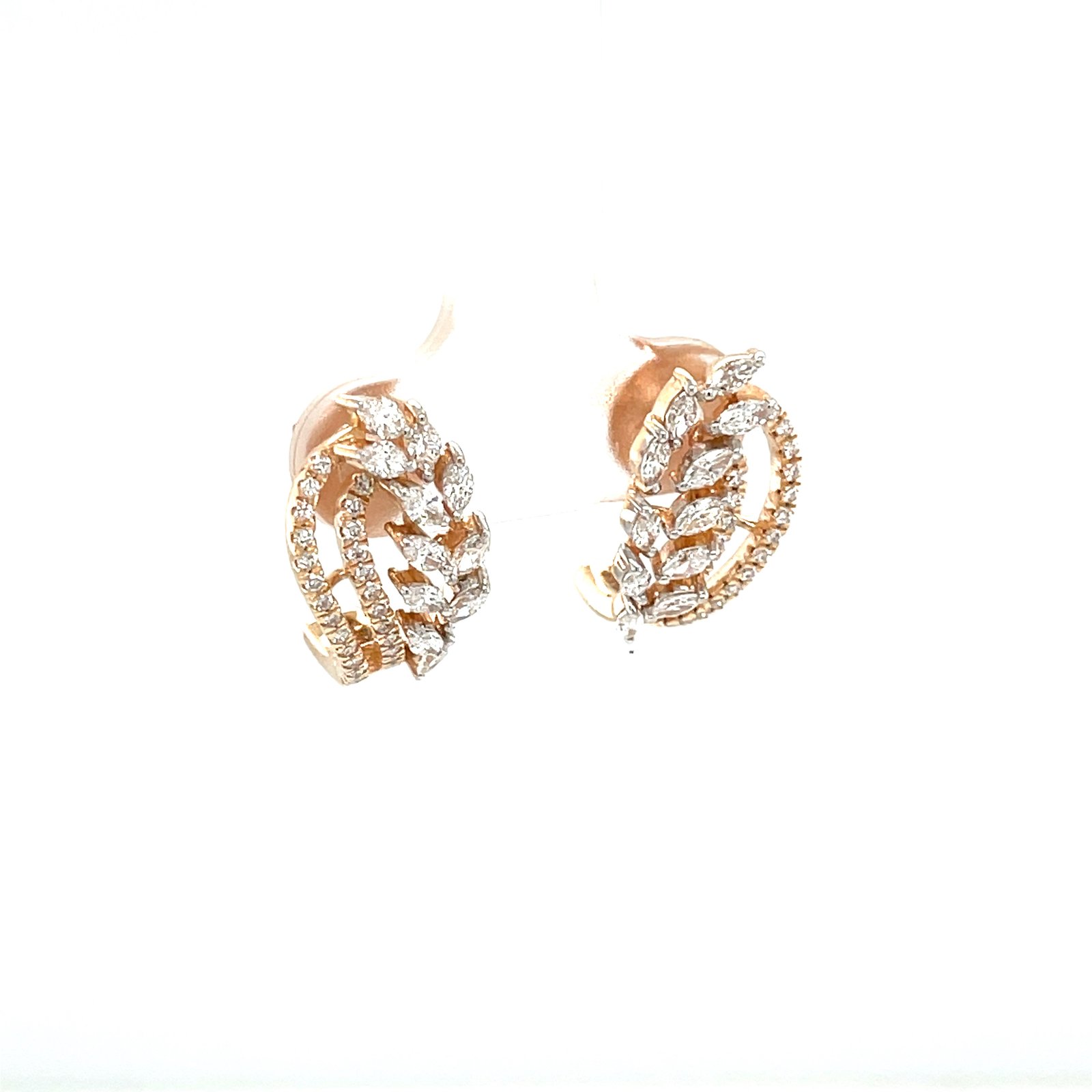 Élan Arc Diamond Huggie Earrings in 18K Rose Gold