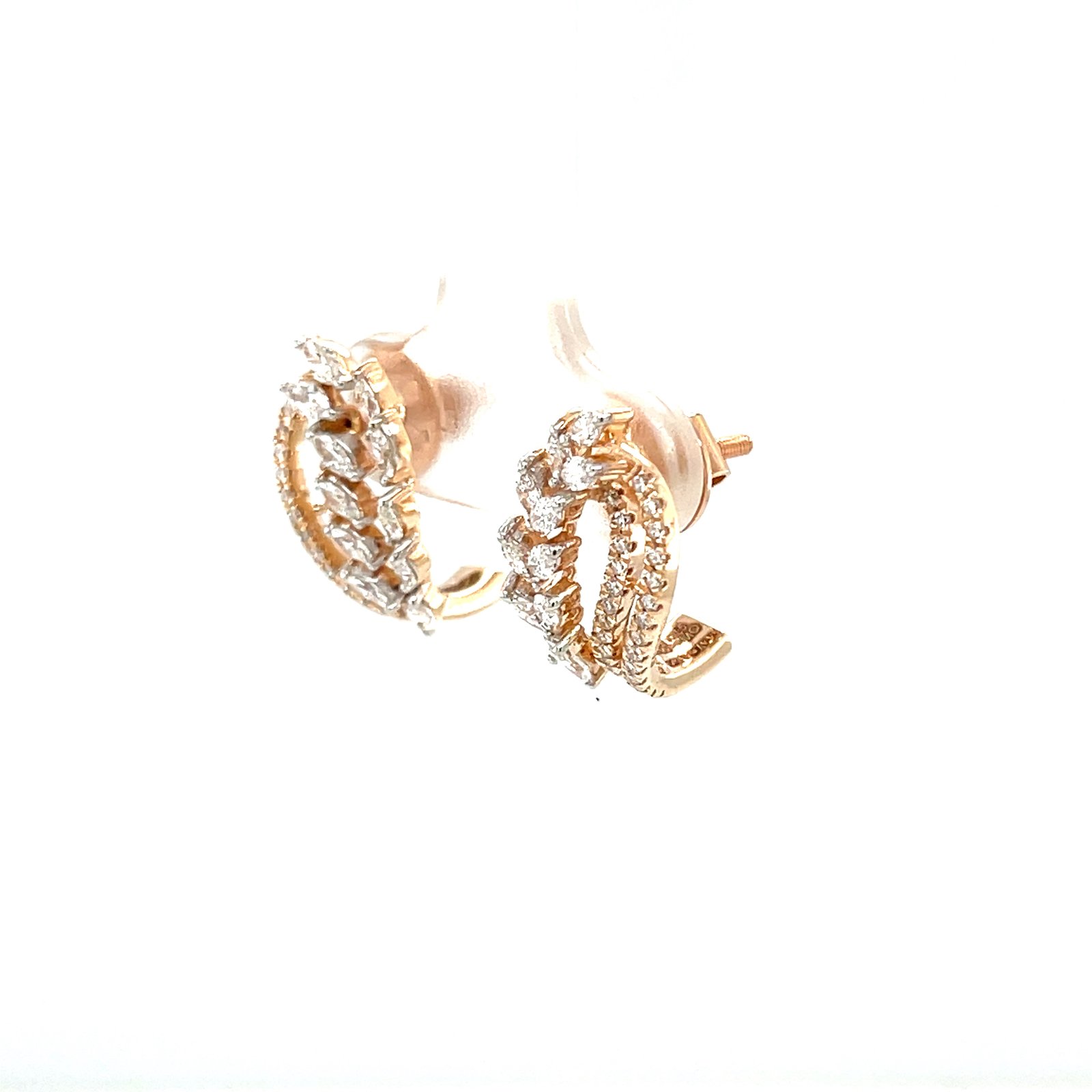 Élan Arc Diamond Huggie Earrings in 18K Rose Gold