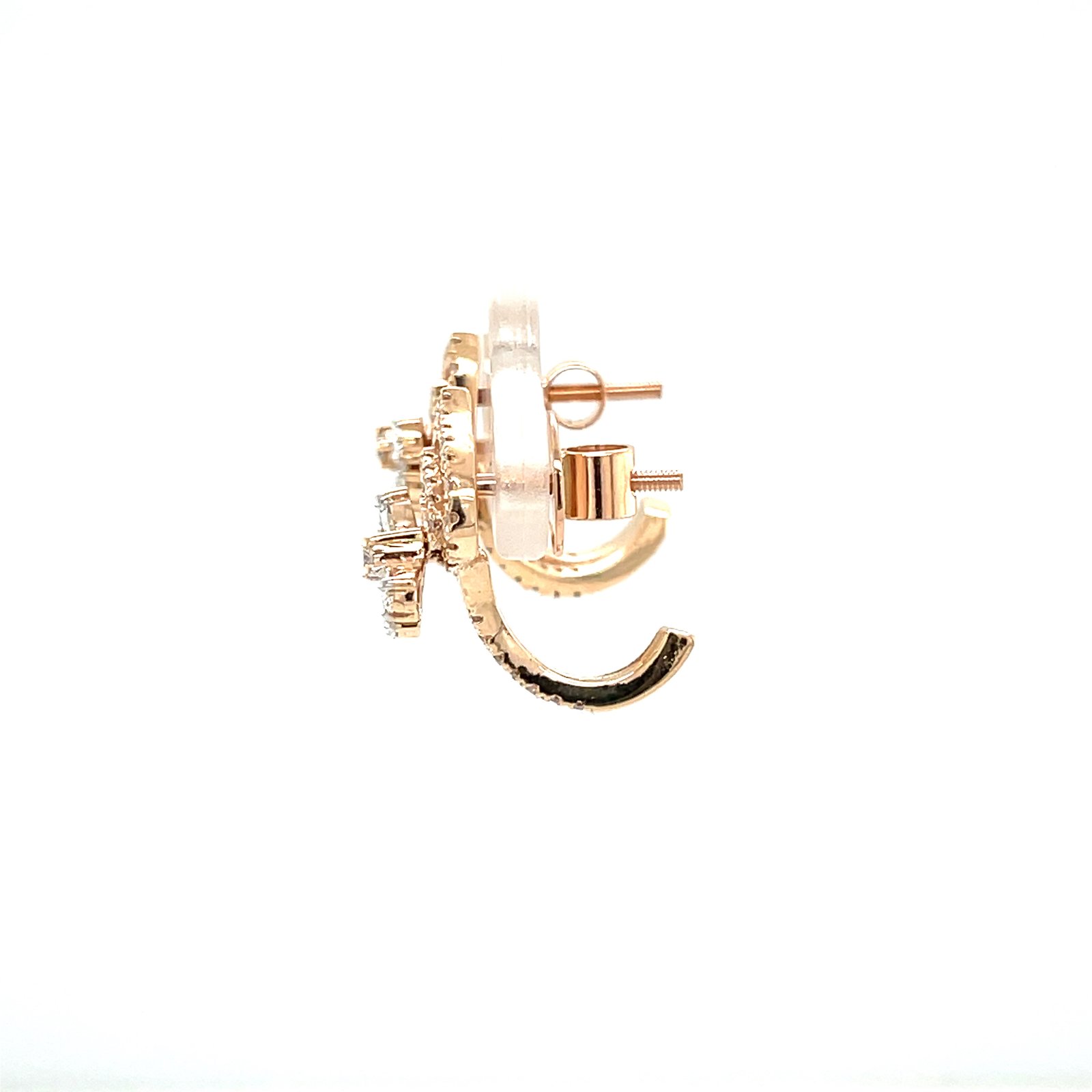 Lunara Bloom Diamond Huggie Earrings in 18K Rose Gold ER00598