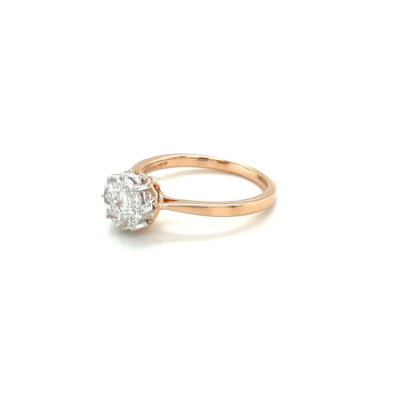 Royale Diamonds – Luna Illusion-Solitaire Natural Diamond Ring in 18K Rose Gold (0.38 cts, IGI)