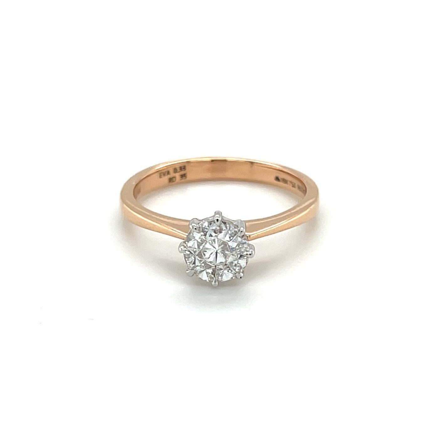 Radiant Round Diamond Solitaire Look Eva Engagement Ring