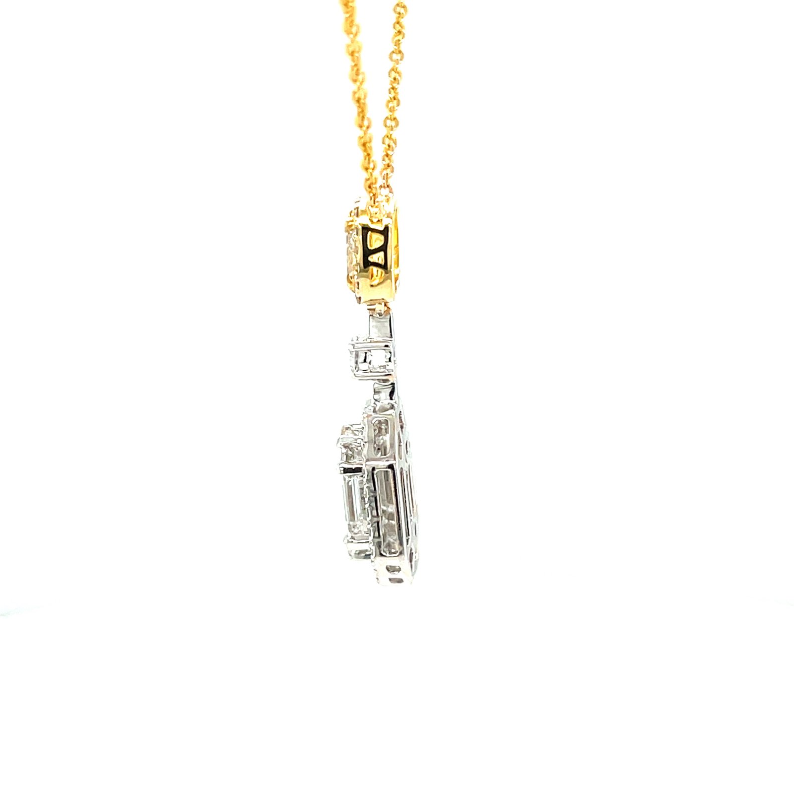 Royale Diamonds – Aurora Natural Yellow Diamond & Emerald-Cut Illusion Halo Pendant Necklace in 18K Gold