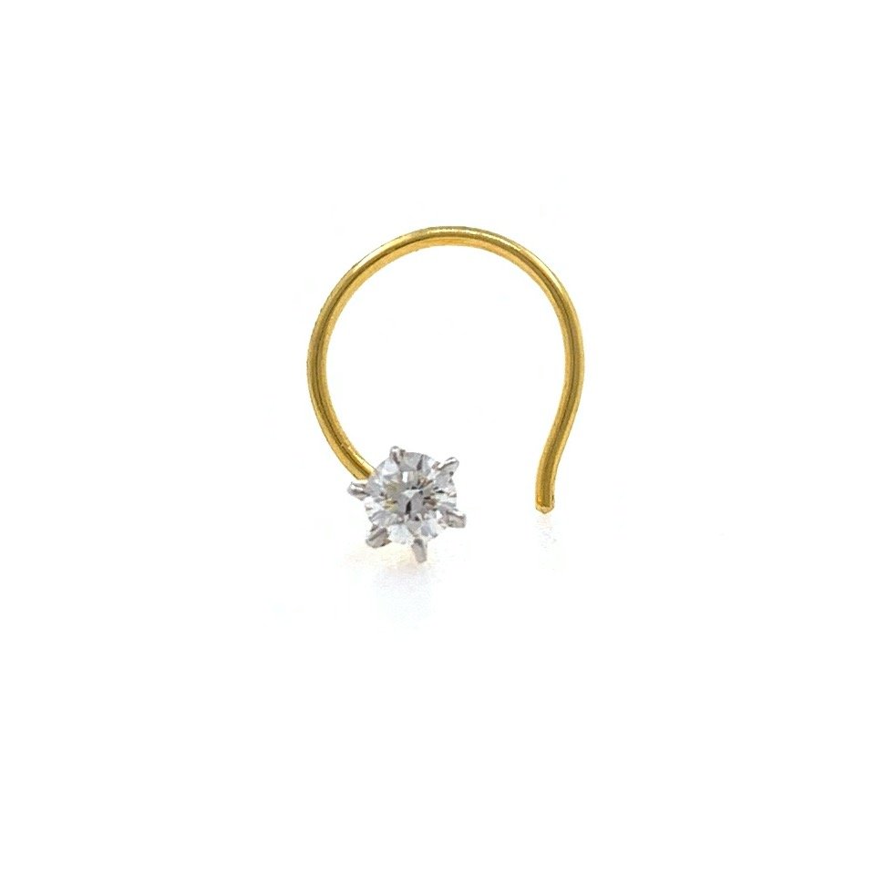 18kt / 750 yellow gold classic single 0.05 cts diamond nose pin 9NP89