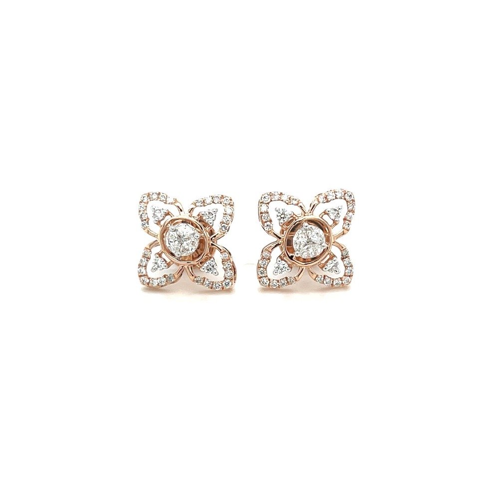 Royale Collection 18k Rose gold Cluster Earring studs
