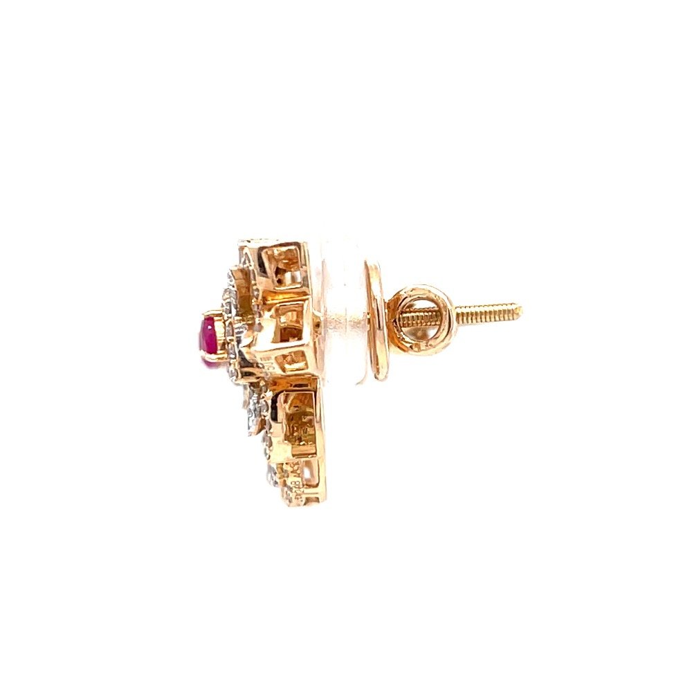 Incroyable diamond earring with red colour stone in rose gold 8shp36