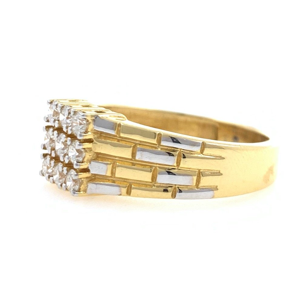 18kt / 750 yellow gold brick wall diamond gents ring 9gr8