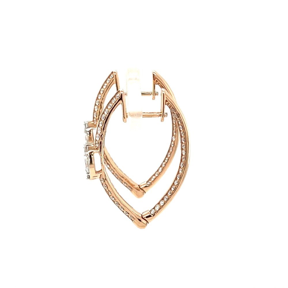 Marquise Shape Diamond Full Hoops Earring for Casual Wear