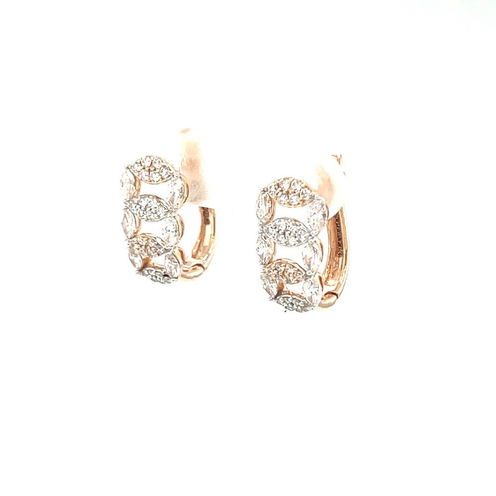 Royale Collection Diamond Studded Bali Earring in 18k Rose Gold