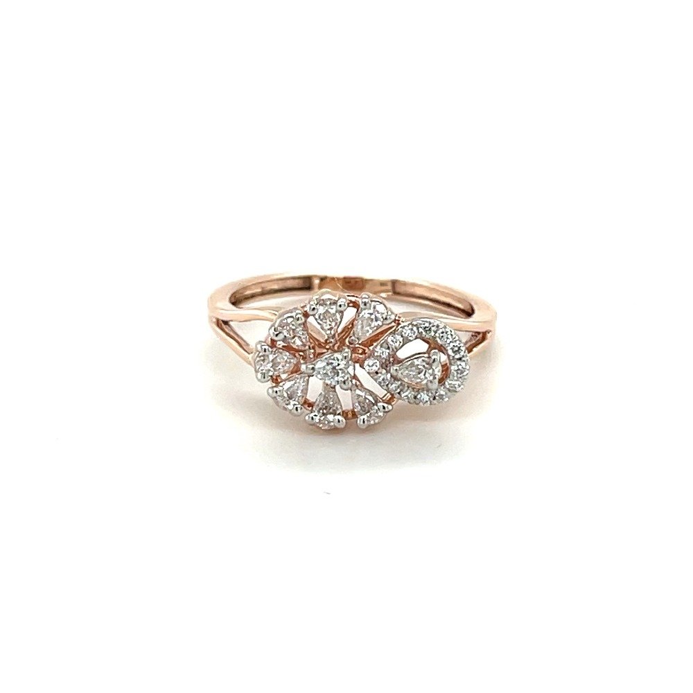 14k Rose Gold Flower Engagement Rin...