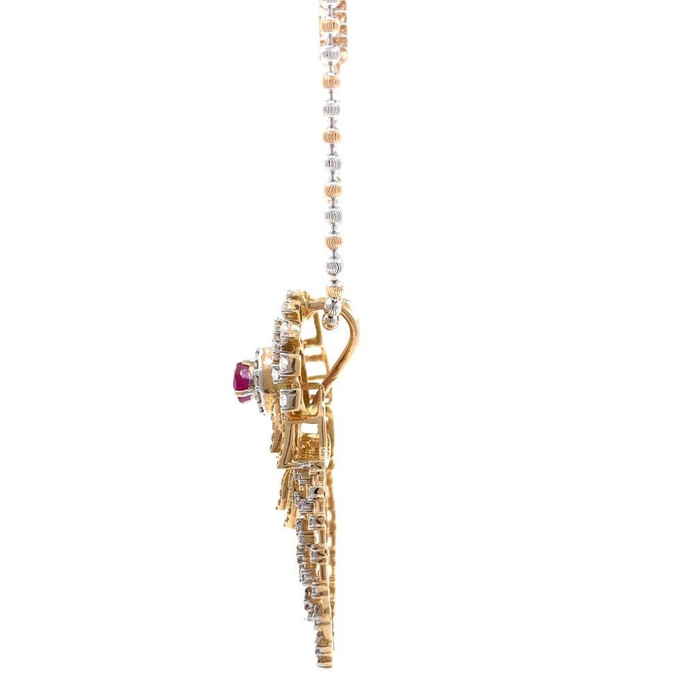 Incroyable Diamond Pendant with Red Colour Stone in Rose Gold 8SHP36