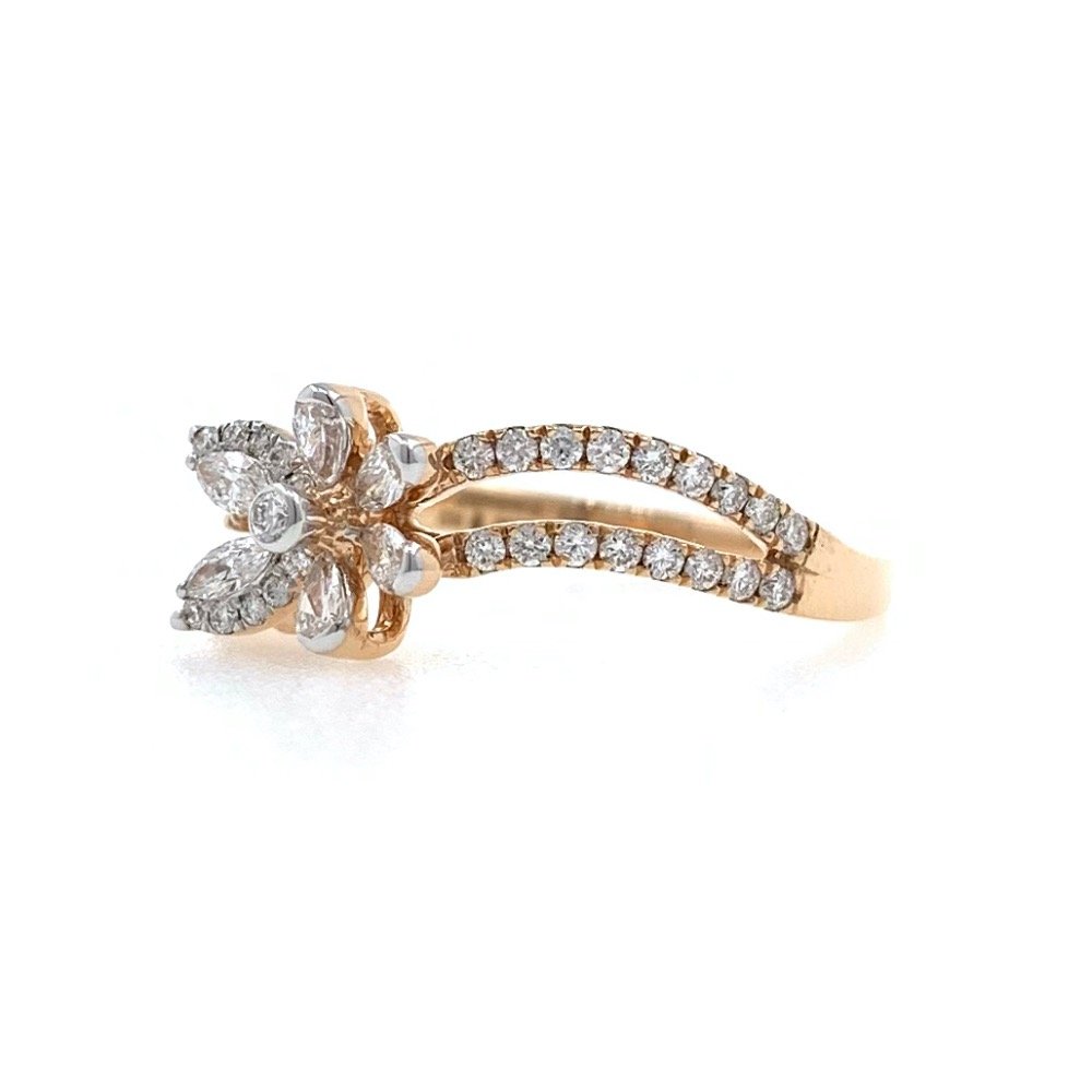 Flower & Petal Design Diamond Ring for Ladies in 18k Rose Gold 0LR24