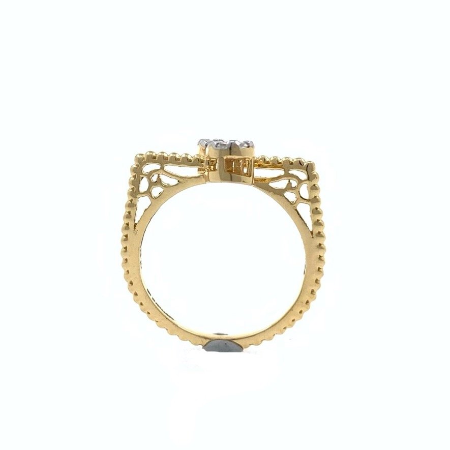Dual Flower Fancy Diamond Ring in 18k Yellow Gold - 3.080 Grams - 23 cents - VVS EF - 0LR56