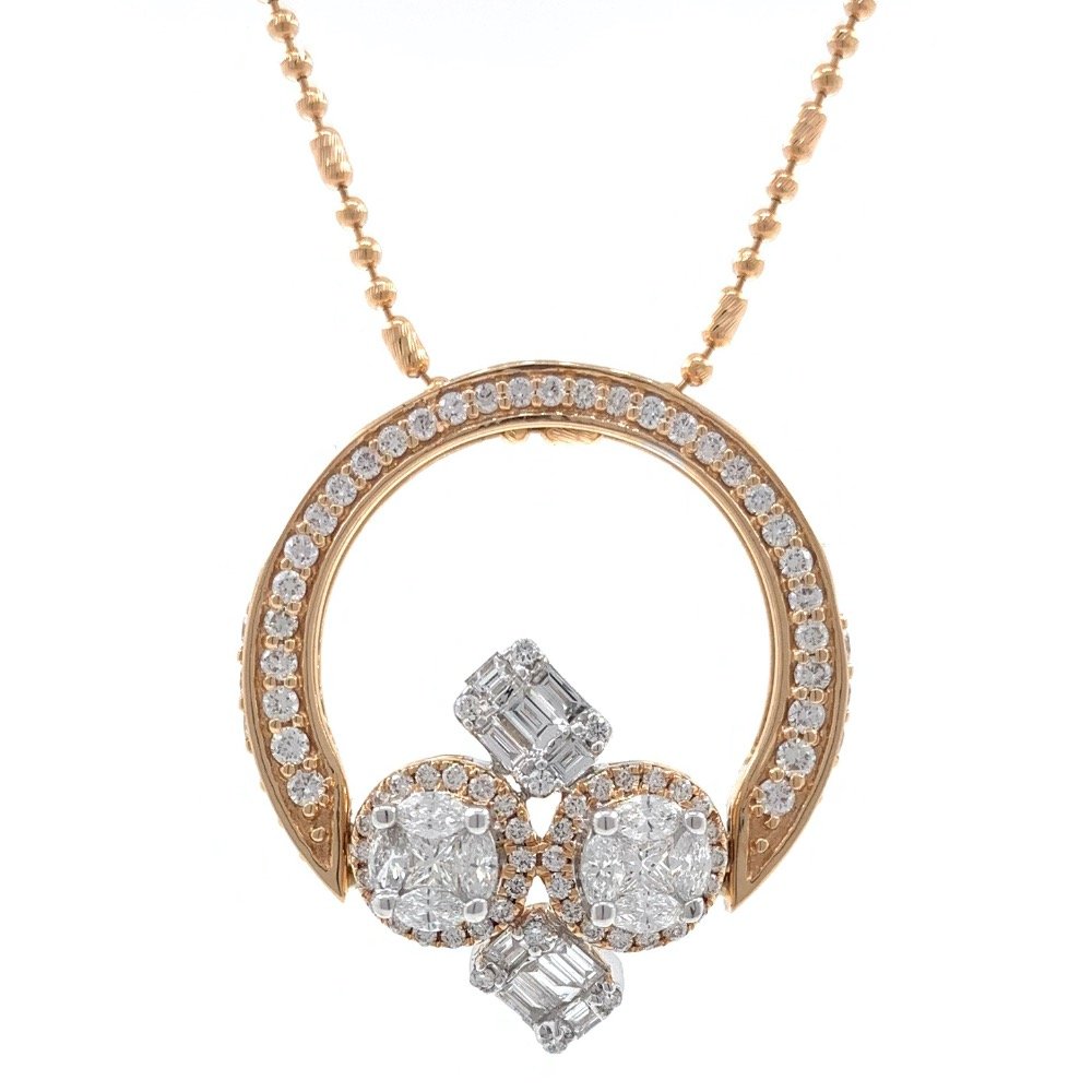 18kt / 750 rose gold designer pendant cum diamond ladies ring 9lr141