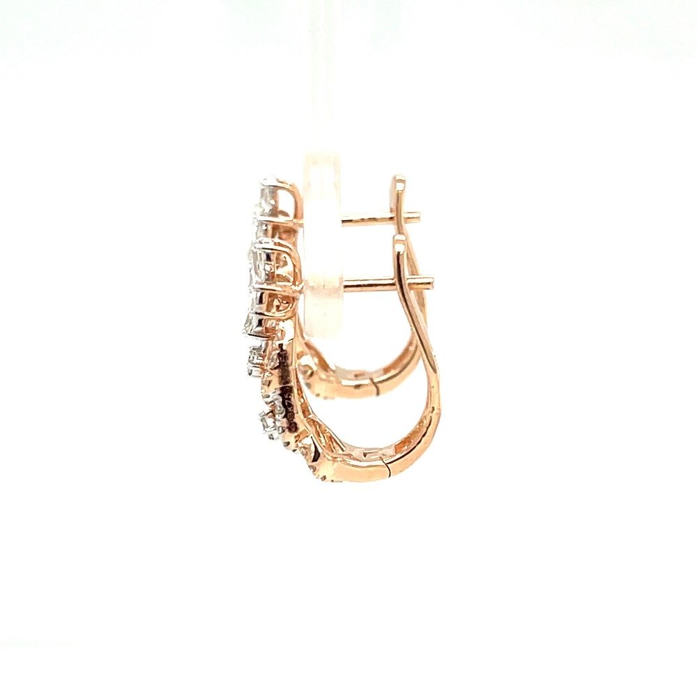 Royale Collection Diamond Bali Hoop Earring in 18k Rose Gold