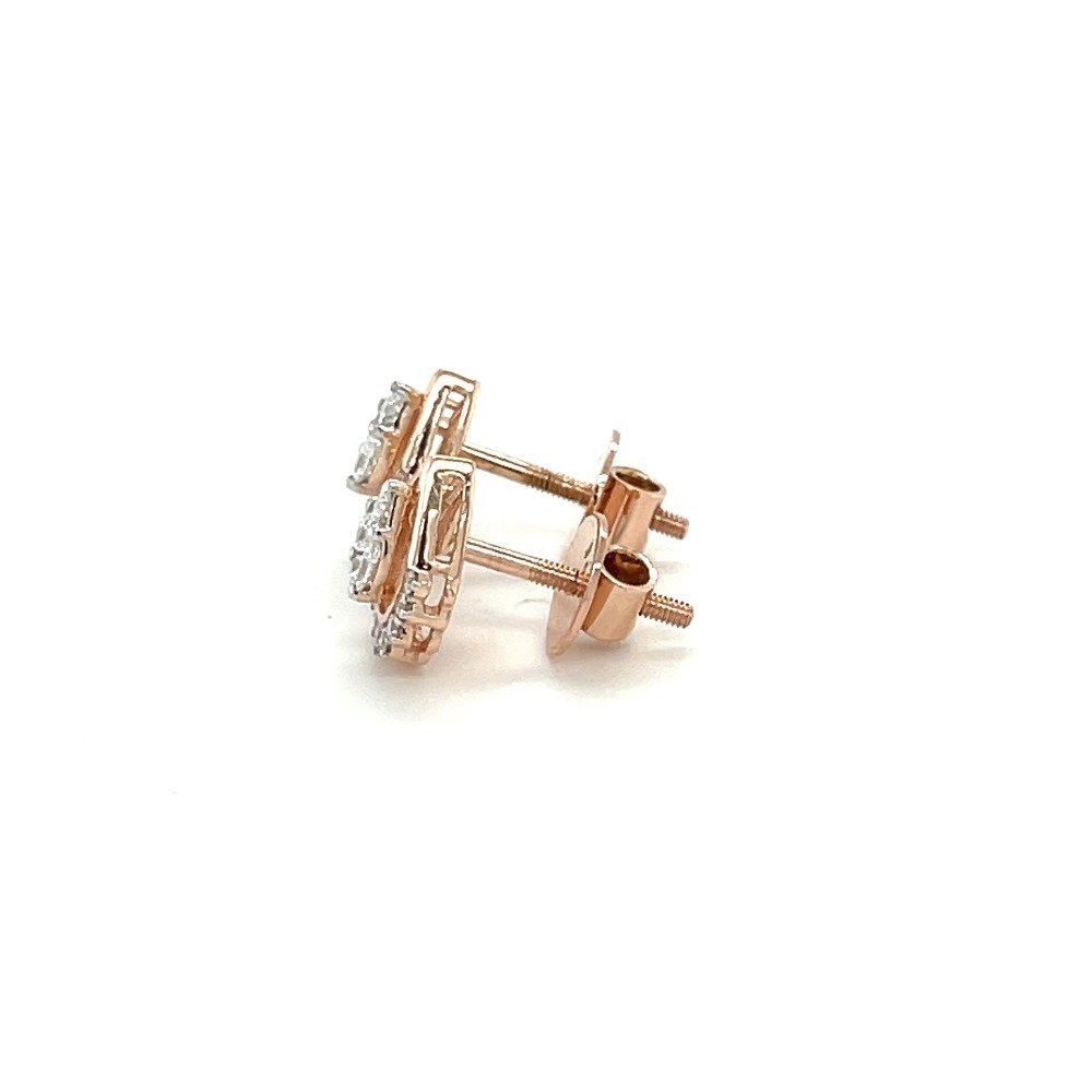 14k Rose Gold and Diamond Teardrop Earrings Studs