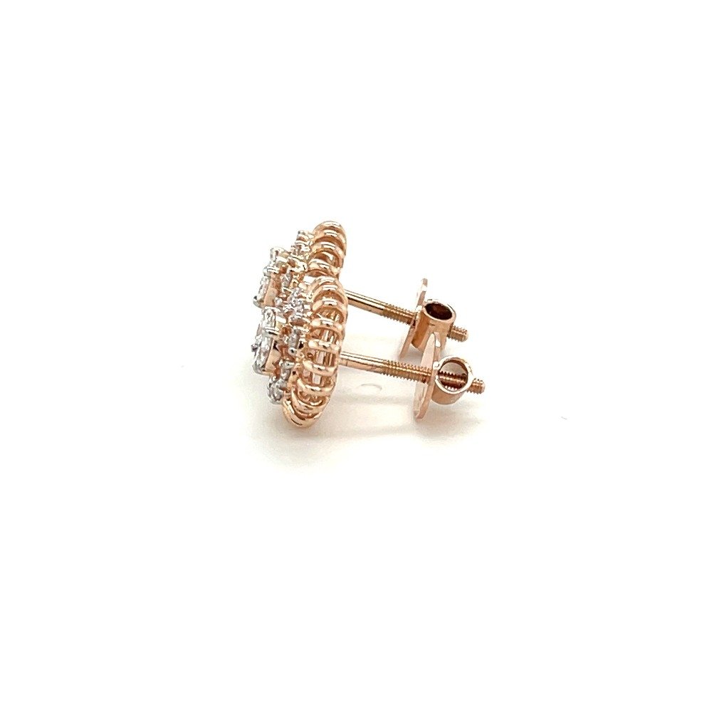 Rose Gold Sunburst Diamond Earrings