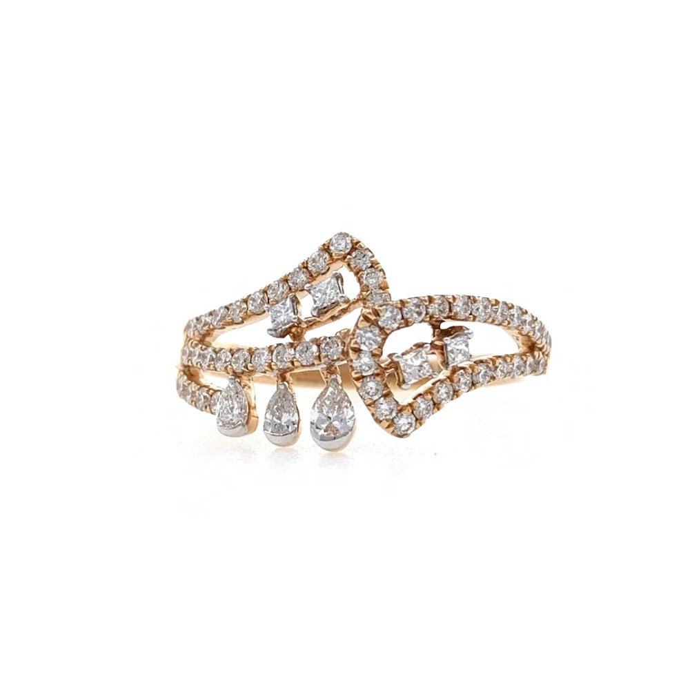 Fancy ring with round and pear diamond in 18k rose gold - 2.950 grams - vvs ef - 0.51 carats - 0lr71