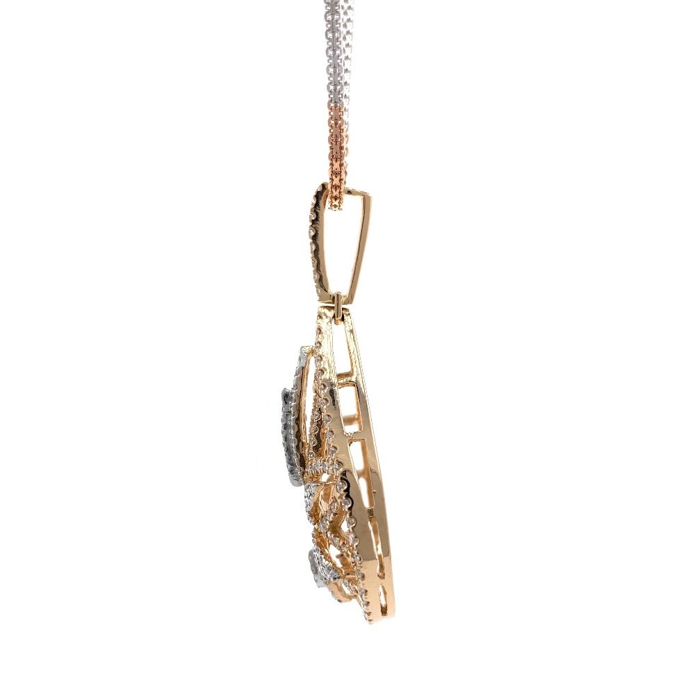 Six Petal Flower & Drop diamond pendant in 18k rose gold 9SHP15