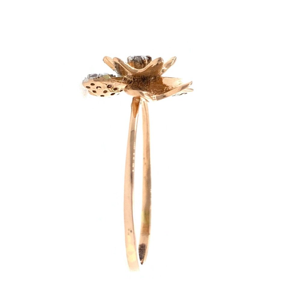 18kt / 750 Rose gold Star Flower Diamond Ladies Ring 9LR208