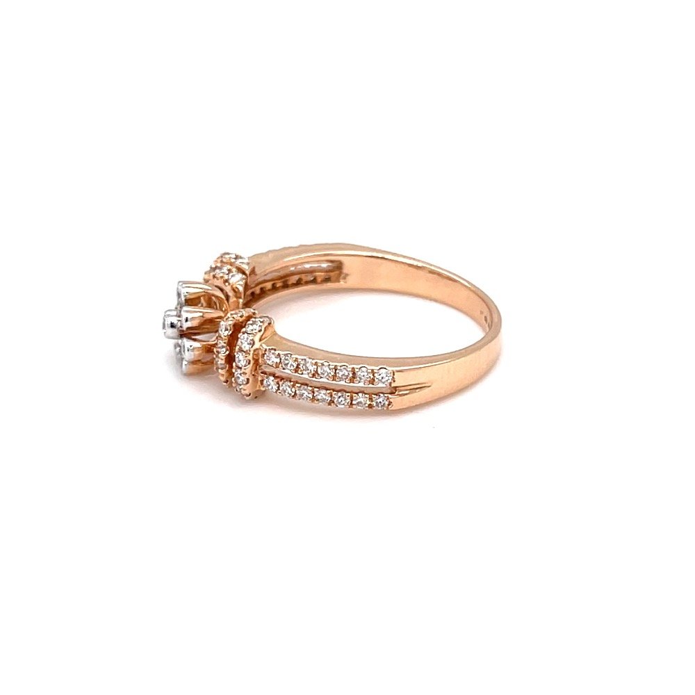 Floral design with dual band diamond ring in rose gold