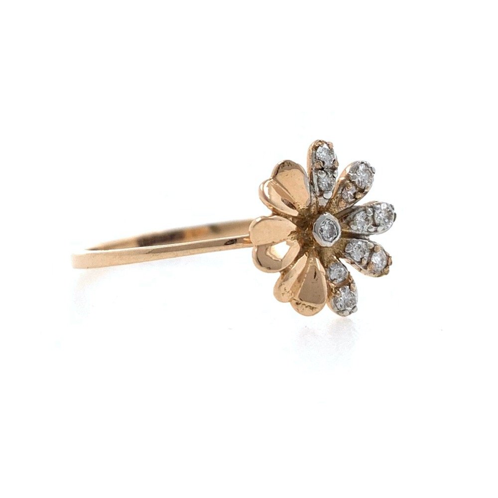 18kt / 750 Rose gold flower diamond ladies ring 9LR179