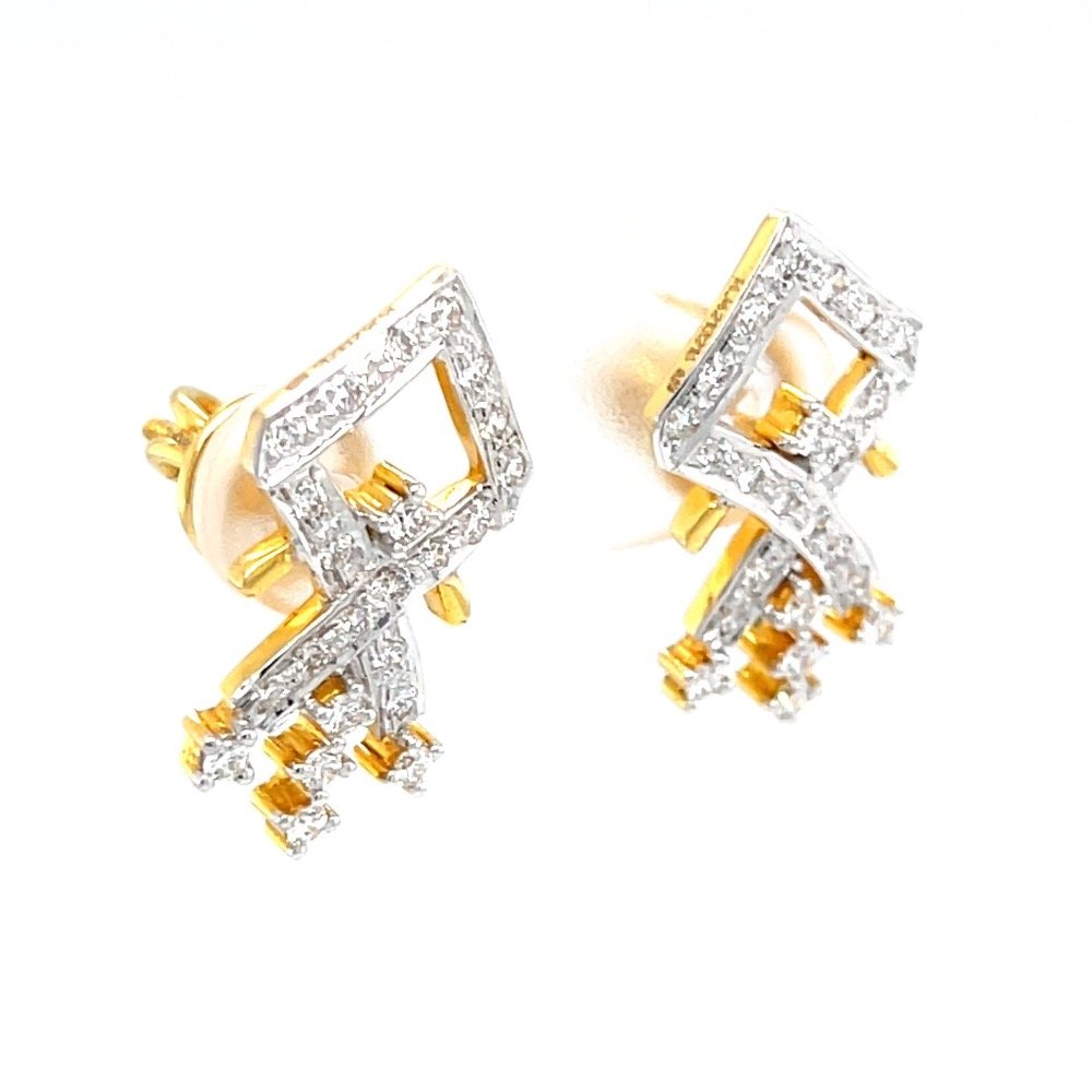 Kite shaped 18 karat hallmarked diamond earrings pair 6top90