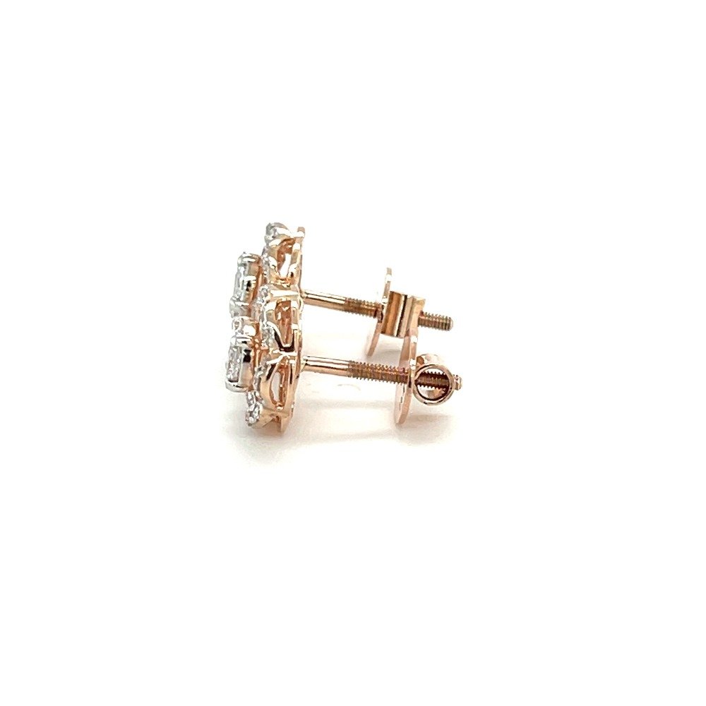 14k Rose Gold and Diamond Flower Earrings in VVS EF