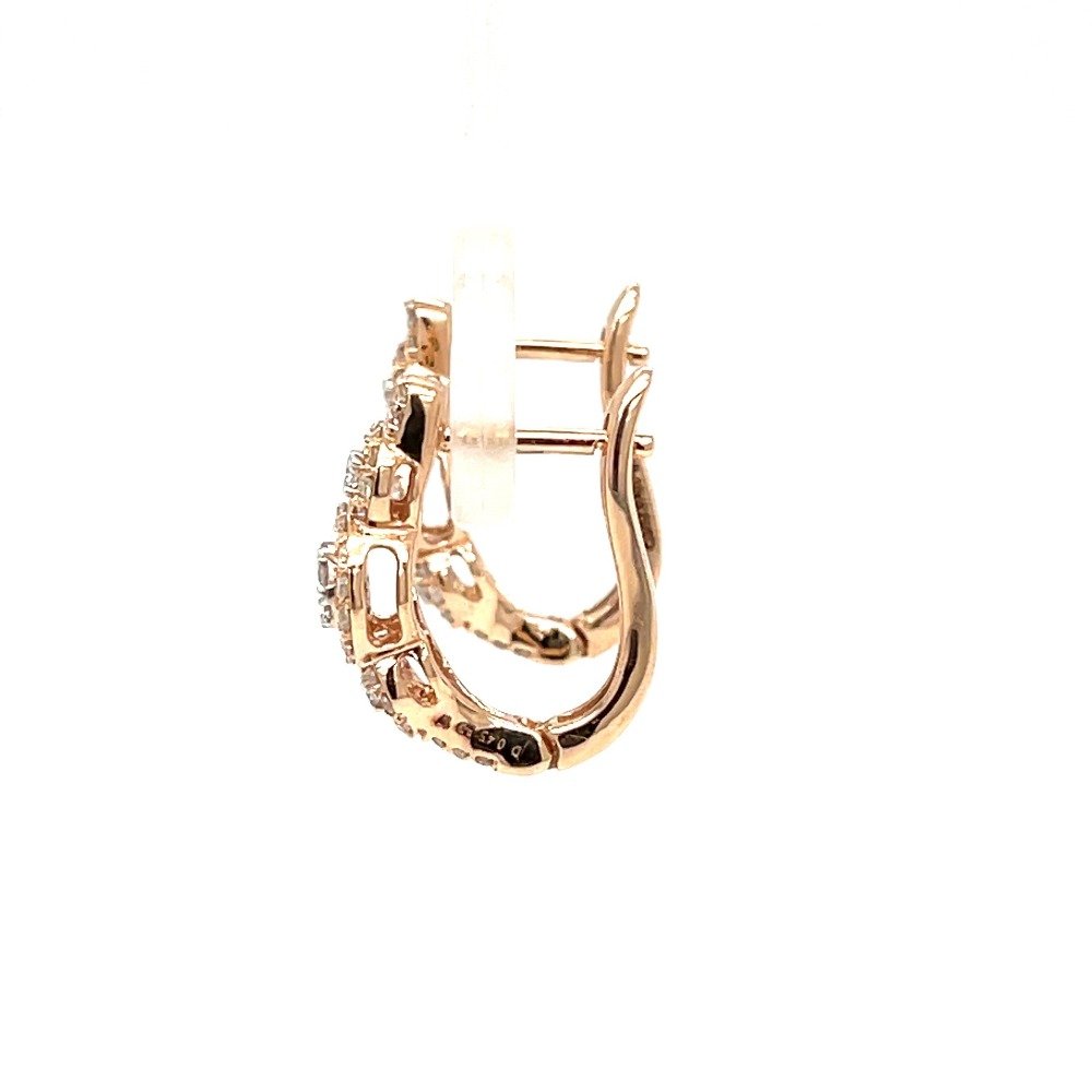 Every Day Wear Diamond Hoops Earring in 18k Rose Gold