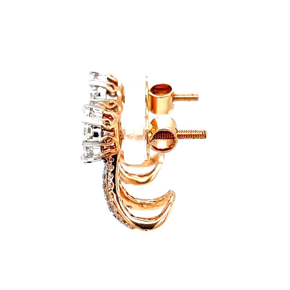 Pie cut pressure set diamonds in hoop with three lines 0top173