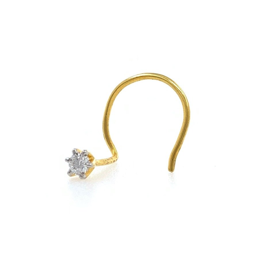 18kt / 750 yellow gold classic single 0.03 cts diamond nose pin 9np61