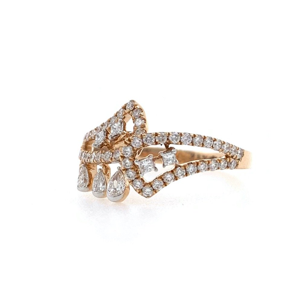 Fancy ring with round and pear diamond in 18k rose gold - 2.950 grams - vvs ef - 0.51 carats - 0lr71