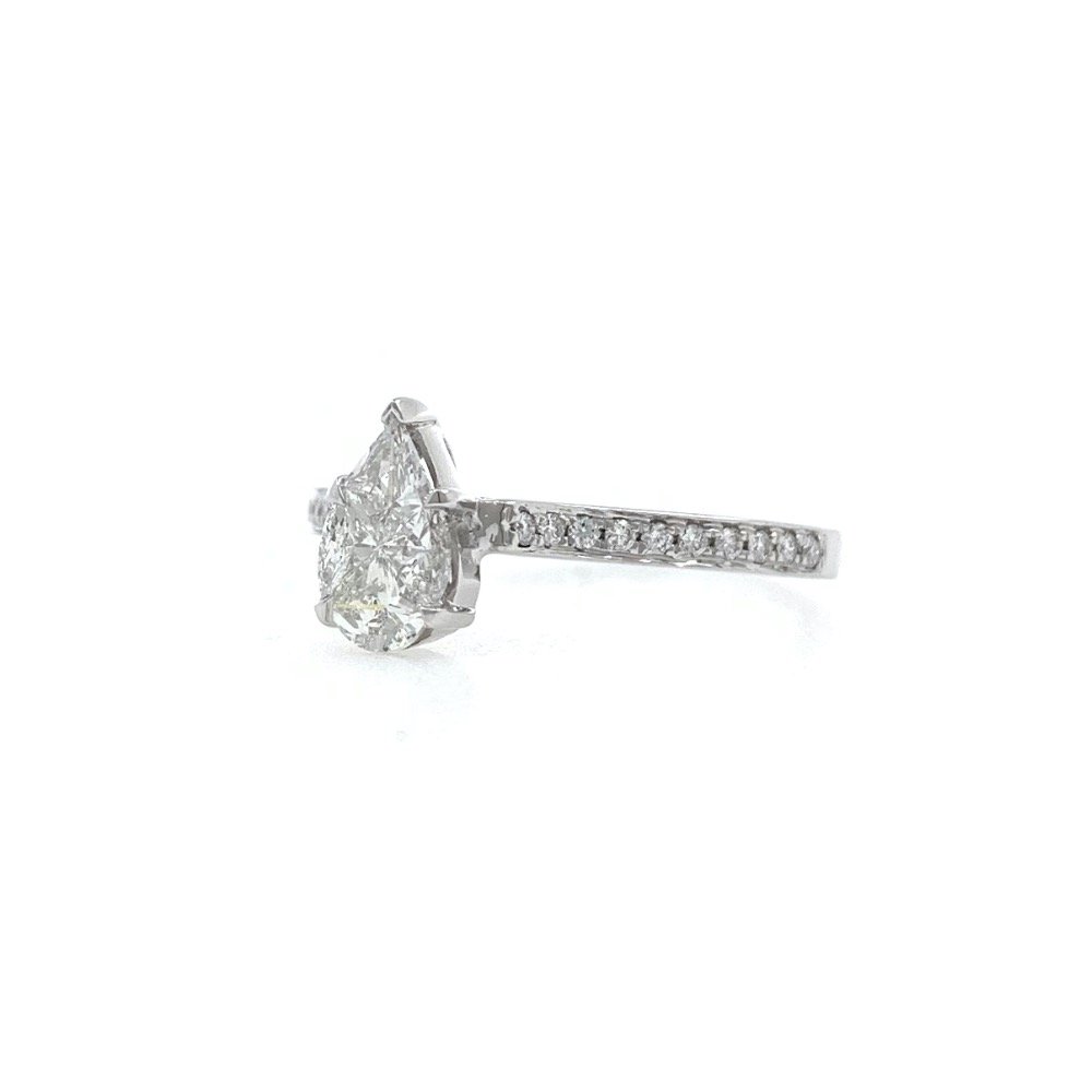 Pear shaped solitaire diamond ring for engagement in 18k white gold - vvs/vs fg - 2.510 Grams - 0lr38