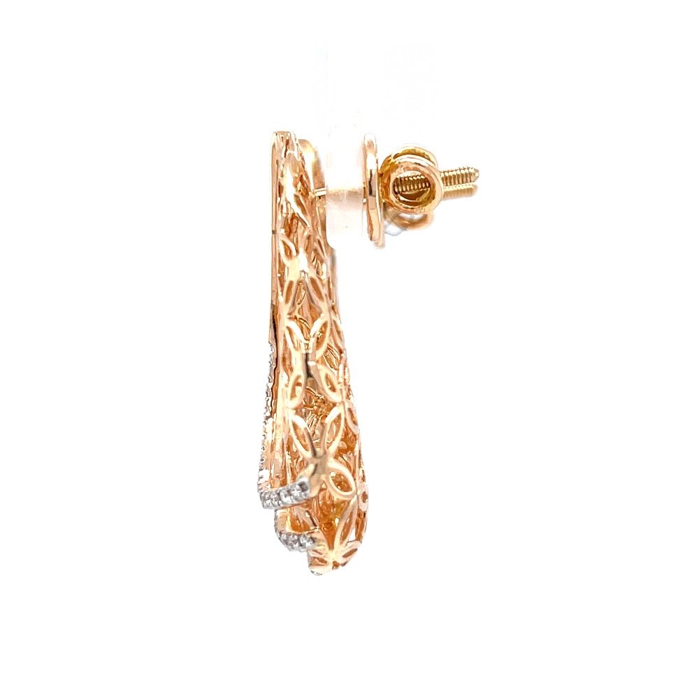 Floral gold cutout with three lines drop earrings 0top174