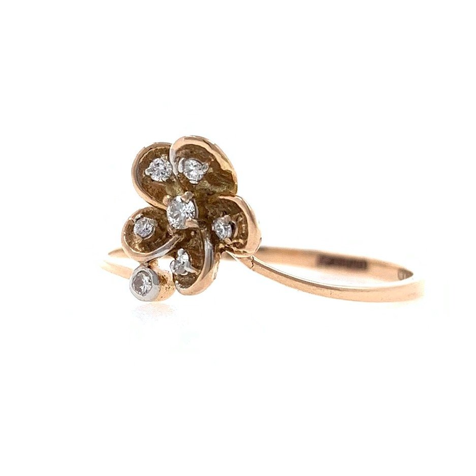 18kt / 750 Rose gold floral diamond ladies ring 9LR191