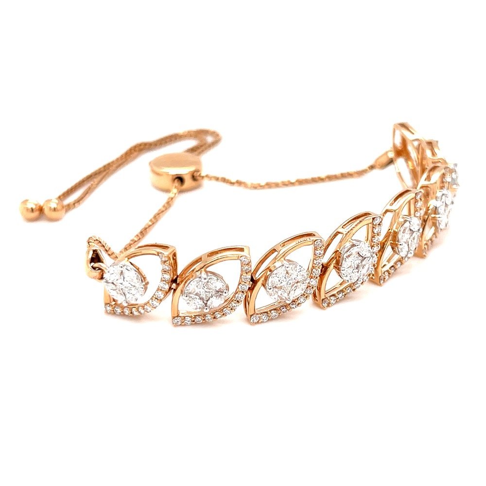 Adjustable tennis bracelet with pressure set in the centre