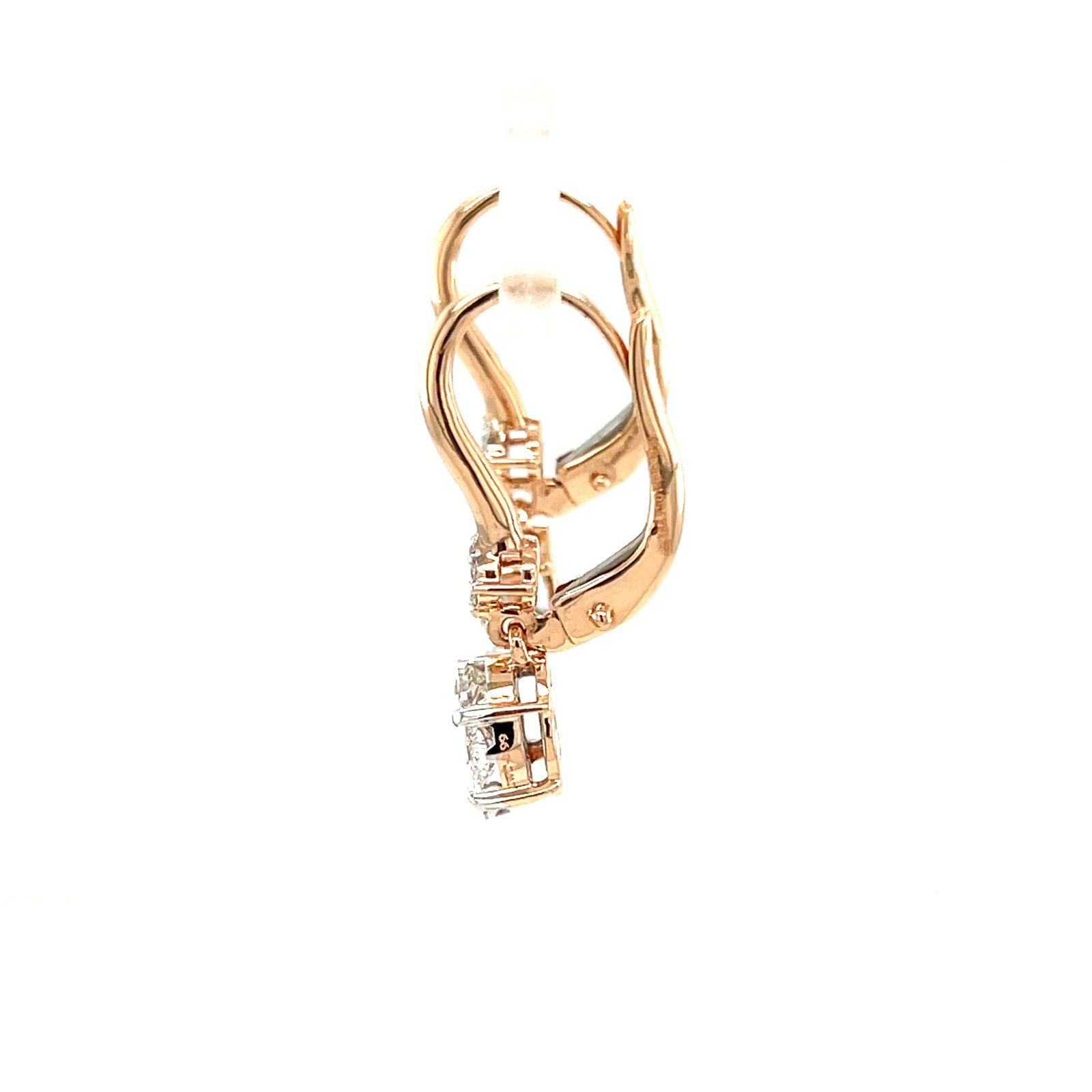 Royale Diamonds – Modern Oval-Illusion Natural Diamond Lever-Back Earrings in 18K Rose Gold (1.06 ctw, IGI)