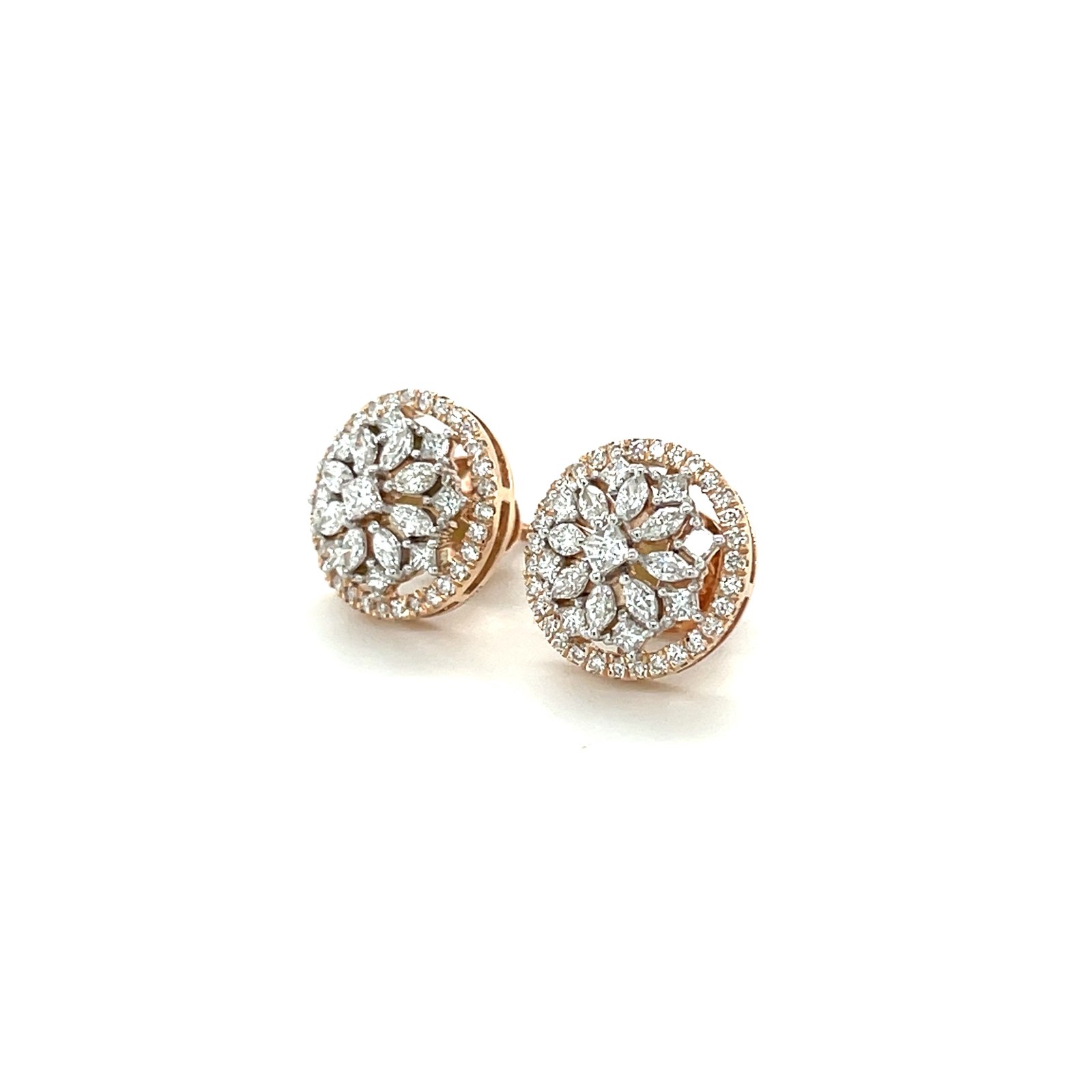 Astra Mandala – Rose Gold Halo Diamond Studs