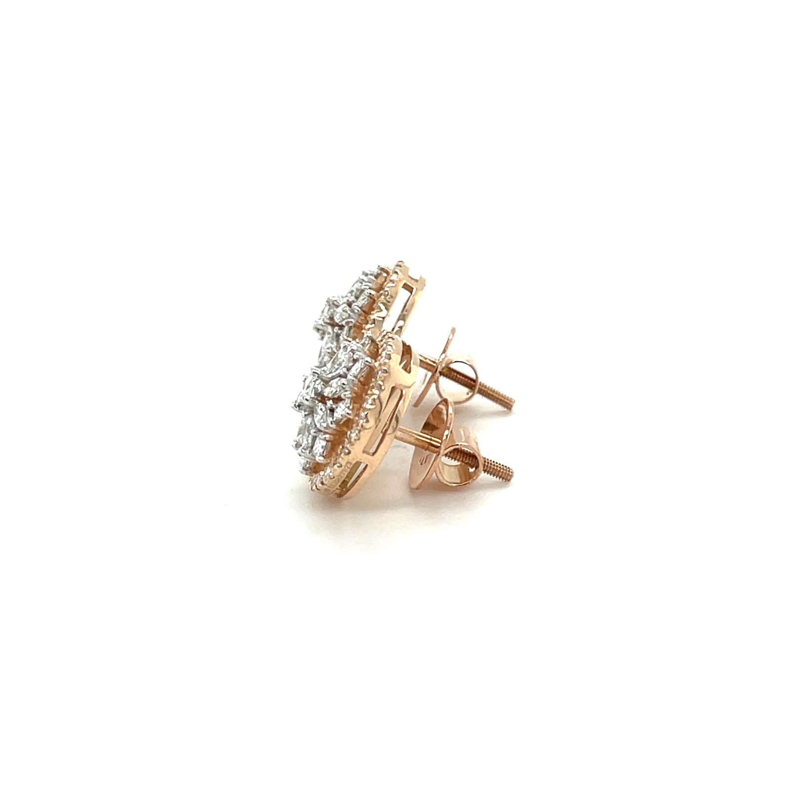 Astra Mandala – Rose Gold Halo Diamond Studs