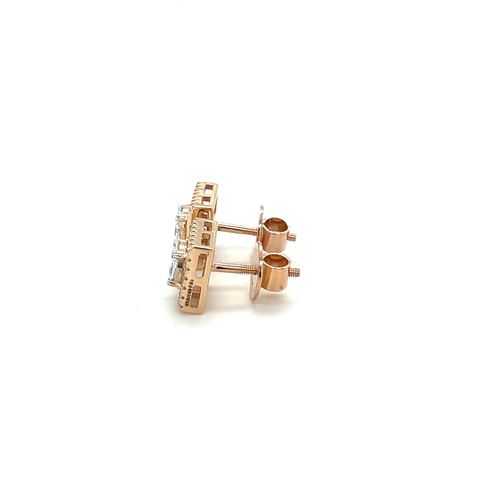 Aurex Frame Diamond Stud Earrings in 18K Rose Gold