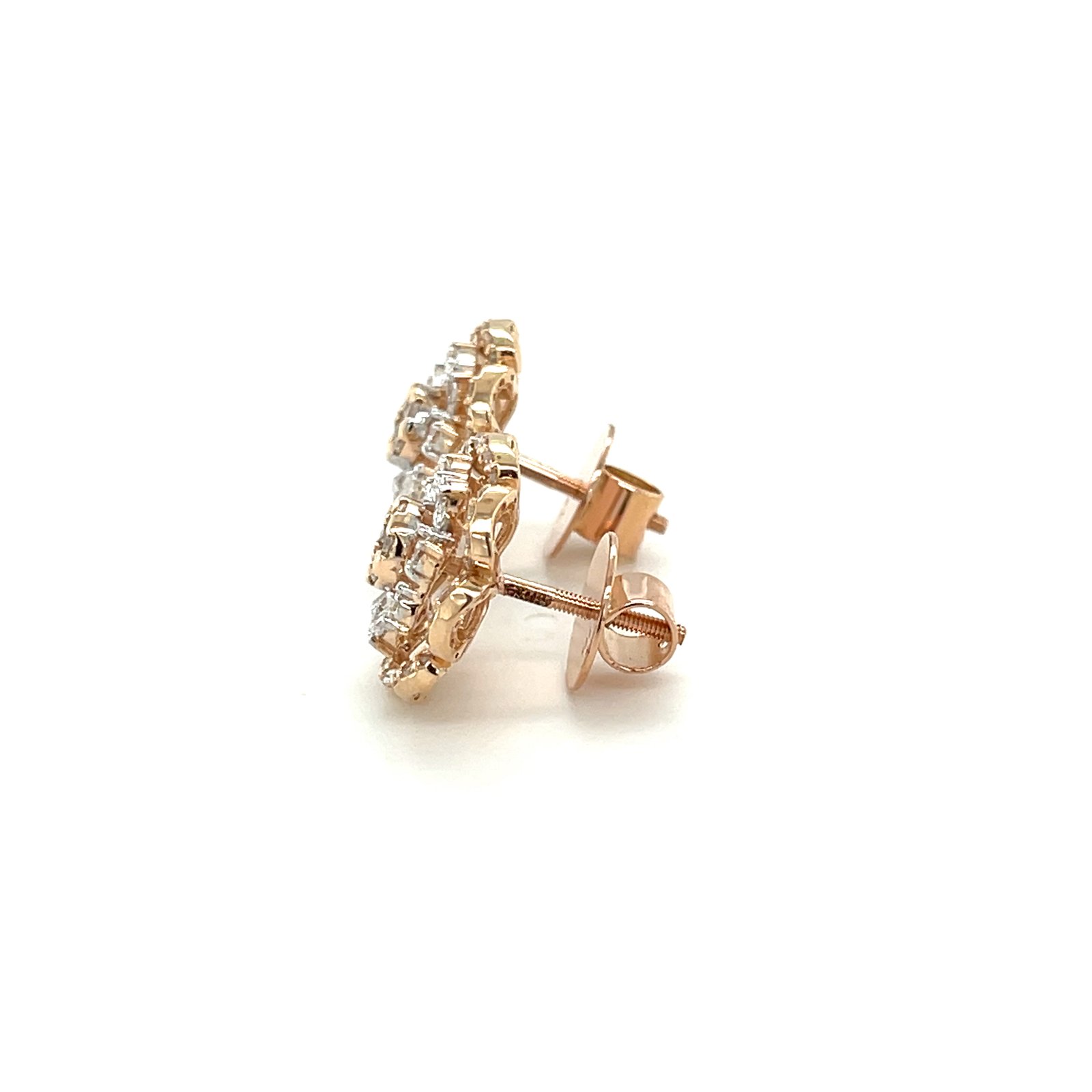 Celestia Bloom Diamond Stud Earrings in 18K Rose Gold