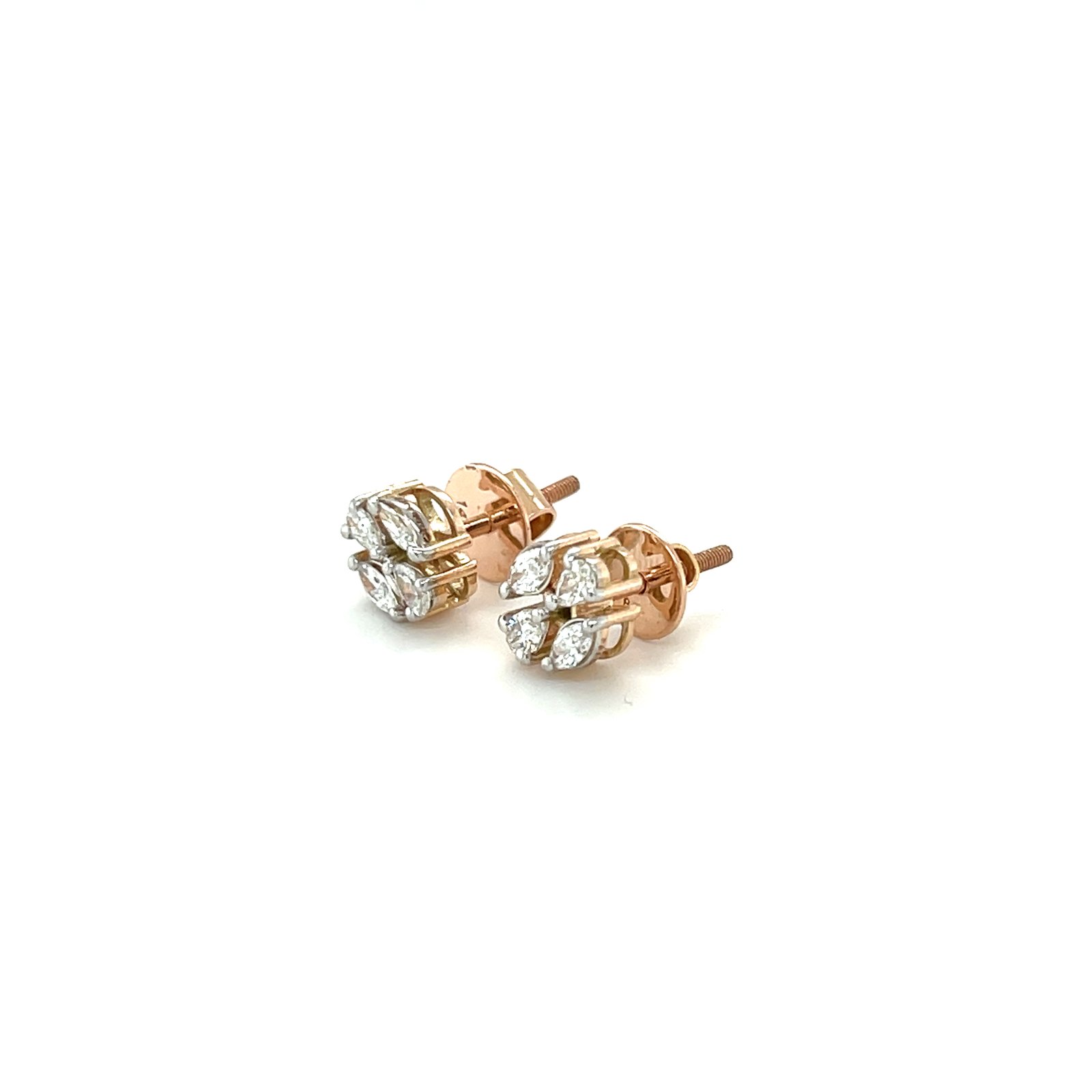 Serenelle Petal Diamond Stud Earrings in 18K Rose Gold