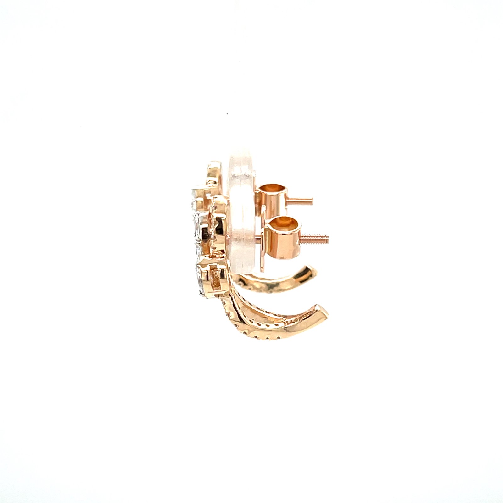 Élan Bloom Diamond Huggie Earrings in 18K Rose Gold | Pear & Marquise Illusion Design